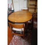 A teak dining table 134cm length and set of four dining chairs Best Bid