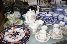 A quantity of decorative ceramics and glassware, to include Poole pottery, Spode etc