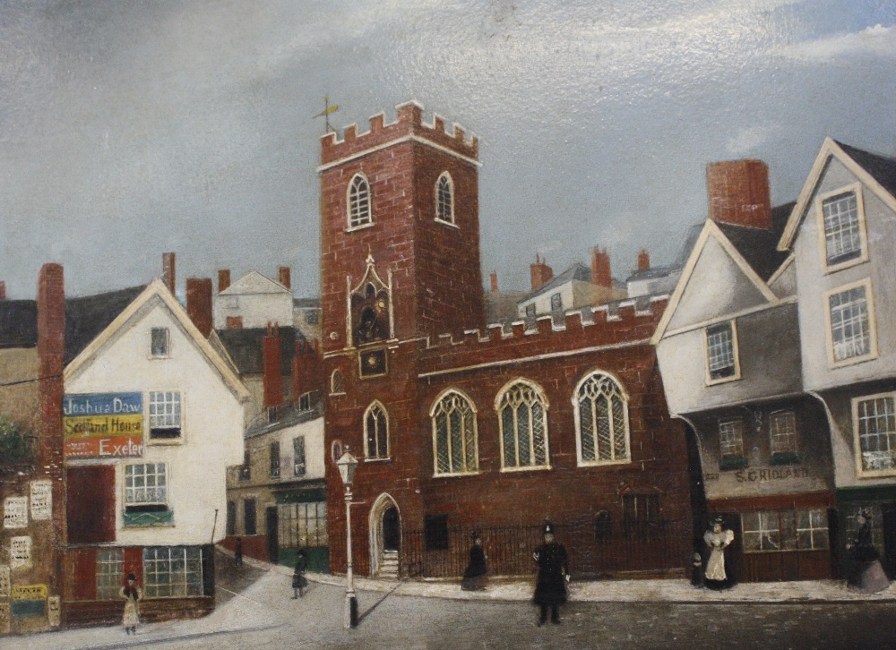 English School (20th Century) St. Mary's Steps Church, Exeter Oil on board Unsigned 25cm x 34cm