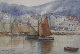 W. Lockword (20th Century) Polperro Watercolour Signed lower left 26cm x 37cm Best Bid