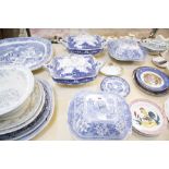 A quantity of blue and white ceramics, to include meat plates, tureens with covers etc