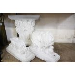 Two reconstituted stone bench ends one a/f Best Bid