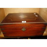 A 19th Century military brass banded travelling box with a fitted interior.