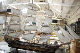 A model of an 18th Century French frigate in full sail 85cm wide