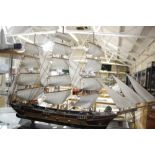 A model of an 18th Century French frigate in full sail 85cm wide