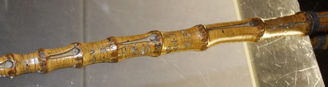 A cane "swagger stick", with Boer war interest 1889 -1902, inscribed with Roman numerals and the