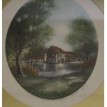French School (20th Century) River scenes Hand coloured etchings, a pair Signed in pencil to the