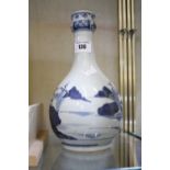 An 18th Century Chinese blue and white vase (af), 23.5cm high