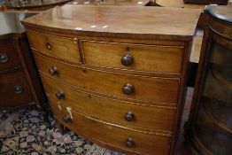A 19th Century bowfront mahogany chest of two short and three long drawers 103cm wide
