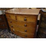 A 19th Century bowfront mahogany chest of two short and three long drawers 103cm wide