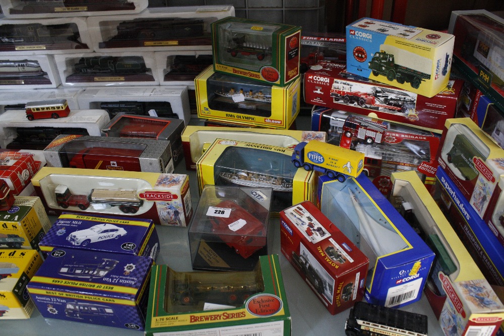 A miscellaneous collection of diecast vehicles including eleven model locomotives, Lledo "Days Gone"