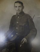 A photo of 1st WW Private Osbourne in a gilt frame, 48cm x 38.5cm Best Bid