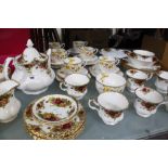 Royal Albert 'Old Country Roses' part tea service, Bell China and a Royal Albert figure (qty)