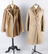 A pale brown faux fur jacket by Astraka of London; together with a beige coloured 1970s sheepskin