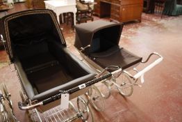 A Silver Cross 1970s pram with brown hood and cover; together with a grey and brown Silver Cross