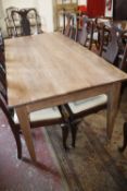 A cherrywood farmhouse table on square tapering legs 183cm length