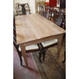 A cherrywood farmhouse table on square tapering legs 183cm length