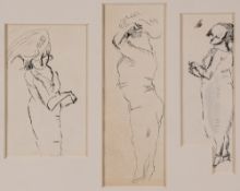 Jules Pascin (1885-1930) Three Women Pen and ink on paper, Overall size 15.3cm x 9.5cm; 21cm x 7.