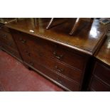 A Victorian mahogany chest, the rectangular moulded top above a brushing slide, and three