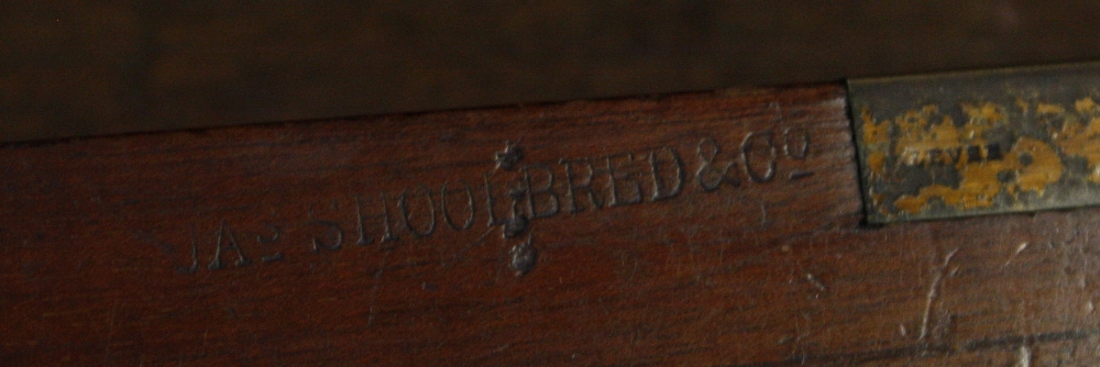 A Victorian mahogany writing desk, with an inset writing surface, both drawers bearing stamp J.A - Image 2 of 2