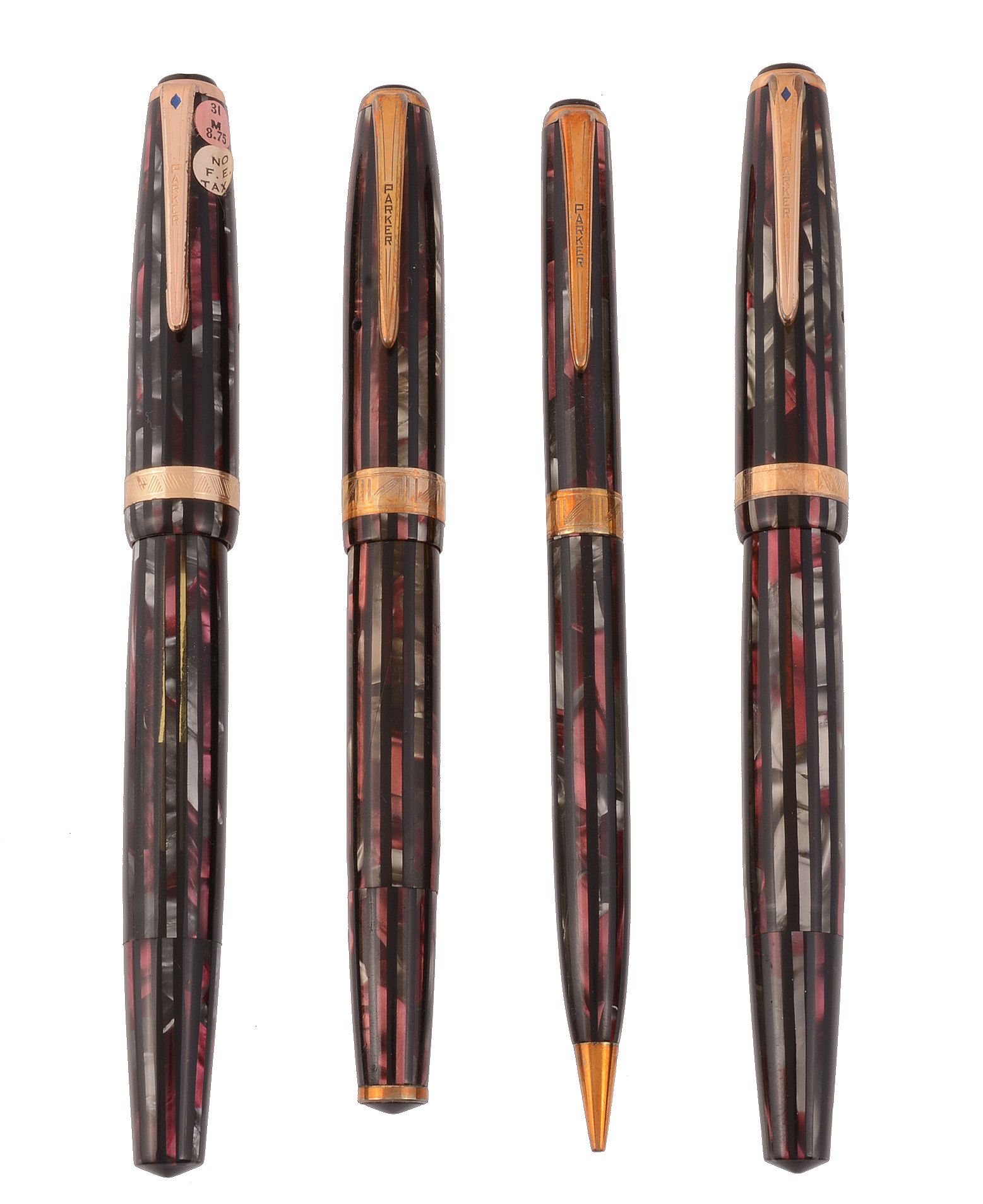 Parker, Duofold, Vacumatic, 'Vacufold', a pearl and red lined fountain pen  Parker, Duofold,