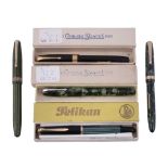 Pelikan 400 fountain pen , circa 1952, the black cap with a striated green...  Pelikan 400