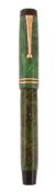 Parker, Duofold, a jade green fountain pen, with a jade green cap and barrel  Parker, Duofold, a