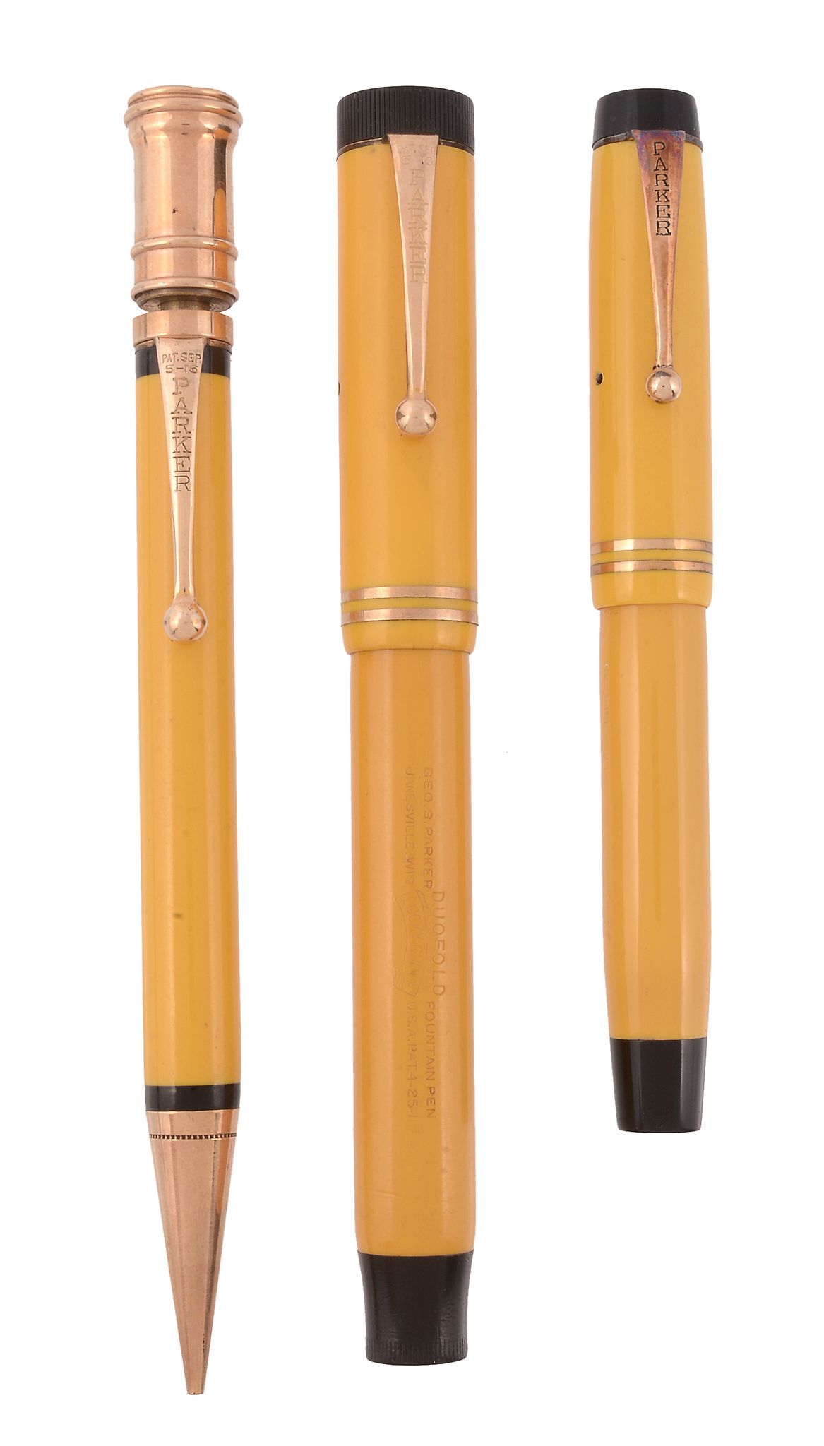 Parker, Duofold, Lucky Curve, Senior, a mandarin yellow fountain pen  Parker, Duofold, Lucky