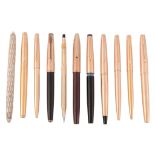 A small collection of pens, including: Parker, 75, a gold filled fountain pen  A small collection of