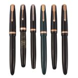 Parker, Duofold, Visi, a black fountain pen; Parker, Duofold, Maxima  Parker, Duofold, Visi, a black