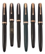 Parker, Duofold, Visi, a black fountain pen; Parker, Duofold, Maxima  Parker, Duofold, Visi, a black