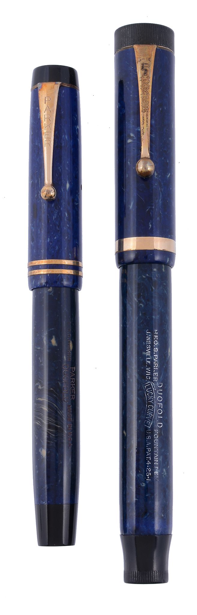 Parker, Duofold, Lucky Curve, Senior, a lapis blue fountain pen  Parker, Duofold, Lucky Curve,