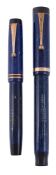 Parker, Duofold, Lucky Curve, Senior, a lapis blue fountain pen  Parker, Duofold, Lucky Curve,