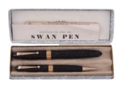 Mabie, Todd & Co. Ltd., Swan leverless pen, a brown resin fountain pen  Mabie, Todd  &  Co. Ltd.,