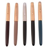 Parker, 51, five fountain pens, in varying colours, including  Parker, 51, five fountain pens,