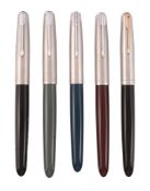 Parker, 51, five fountain pens, in varying colours, including  Parker, 51, five fountain pens,