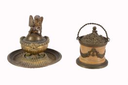 A Continental gilt metal encrier, first quarter 19th century  A Continental gilt metal  encrier,