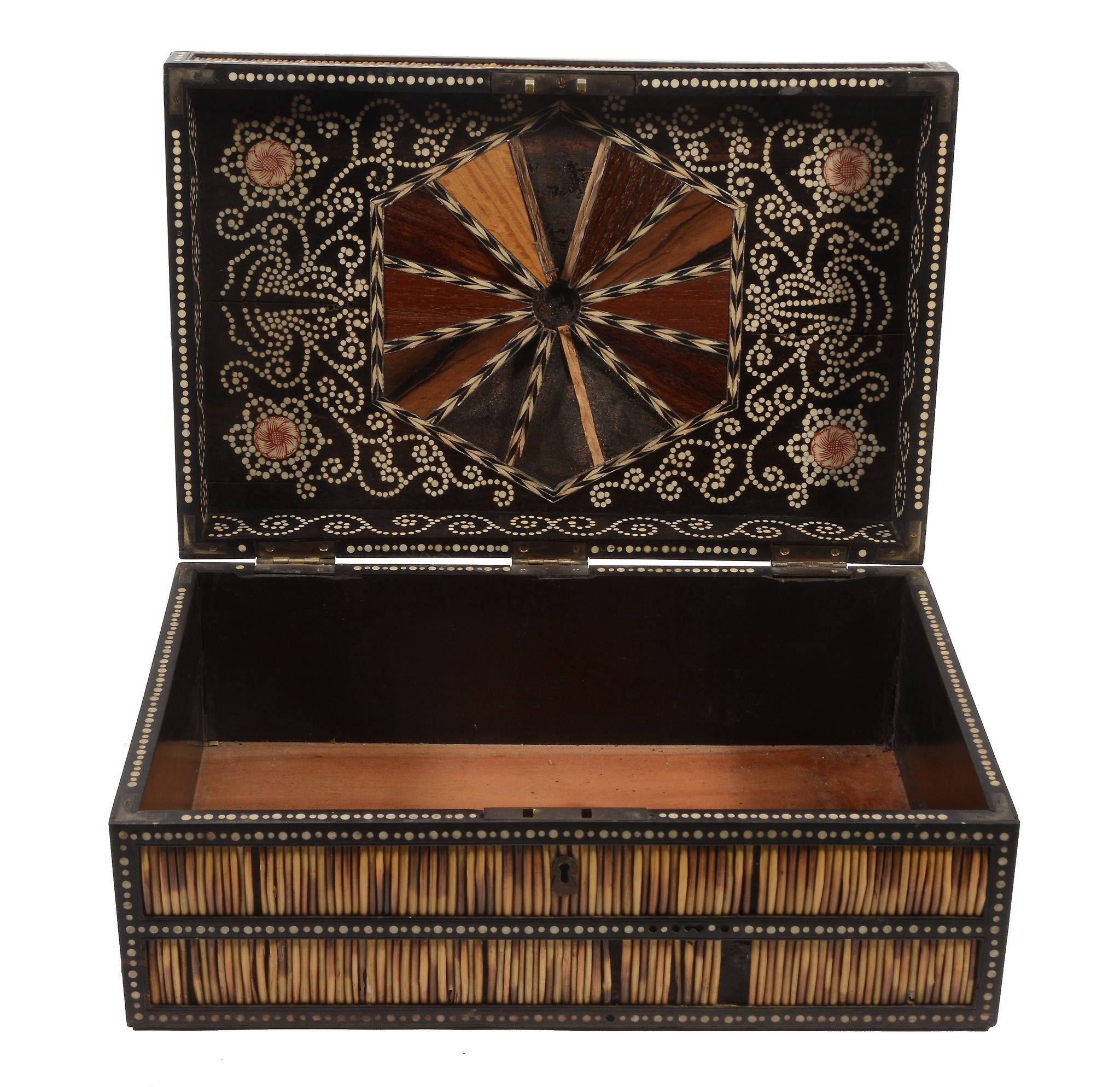 Three Anglo Indian quill work and ivory inset boxes, late 19th century  Three Anglo Indian quill - Image 4 of 5