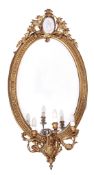 A Victorian giltwood and composition girandole mirror, circa 1870  A Victorian giltwood and