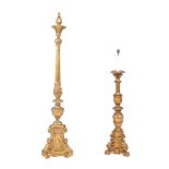 A giltwood standard lamp, 20th century, with fluted stem  A giltwood standard lamp,   20th century,