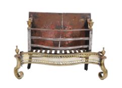 A steel and brass mounted firegrate in 18th century style, 20th century  A steel and brass mounted