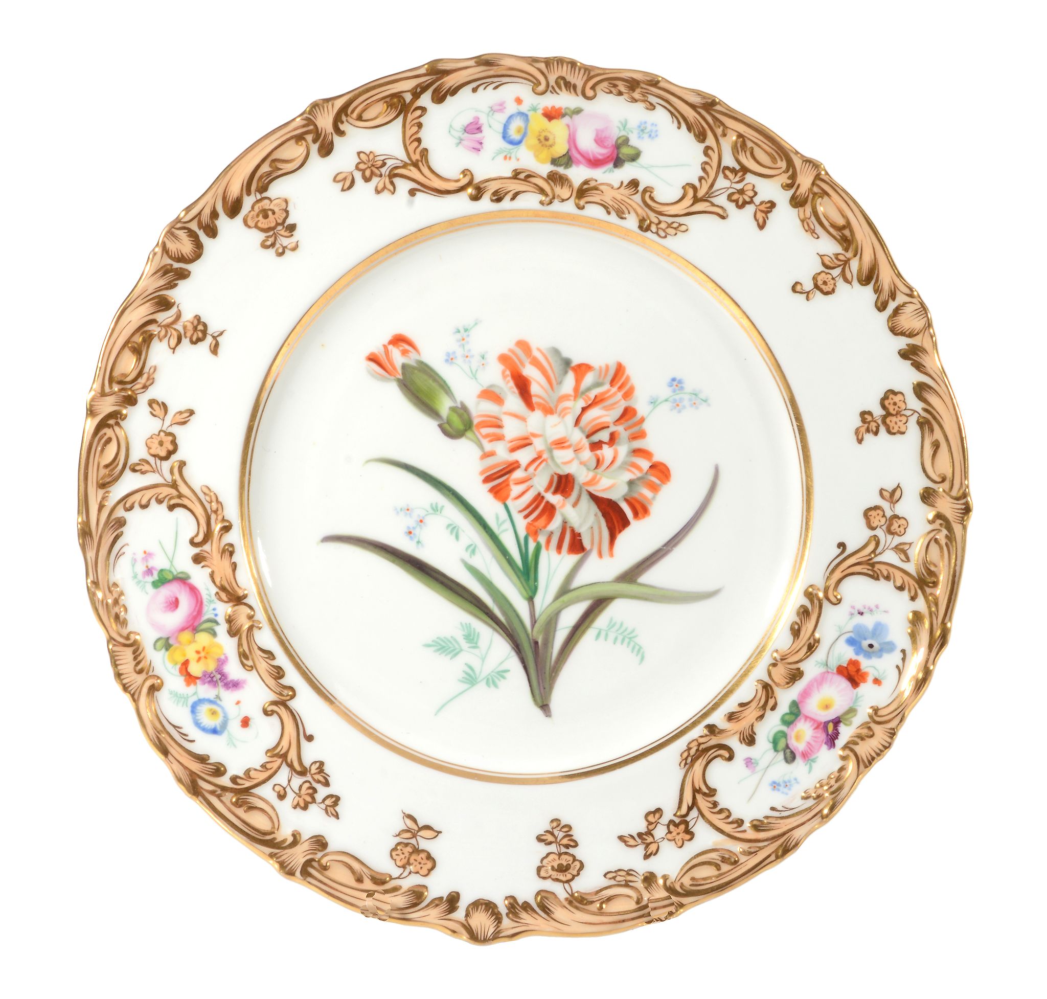 A pair of Coalport porcelain botanical plates, mid 19th century  A pair of Coalport porcelain - Image 2 of 3