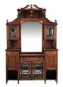 An Edwardian inlaid rosewood display cabinet, circa 1910  An Edwardian inlaid rosewood display