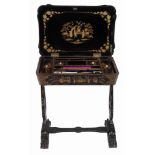 A Chinese export gilt and black lacquer work table , mid 19th century  A Chinese export gilt and