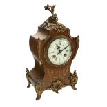 A French marquetry mantel clock , late 19th century  A French marquetry mantel clock  , late 19th