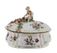 A Meissen shaped oval tureen and cover, mid 18th century  A Meissen shaped oval tureen and