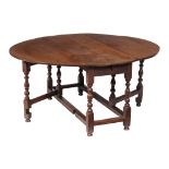 A William & Mary oak gateleg dining table, circa 1690  A William  &  Mary oak gateleg dining table,