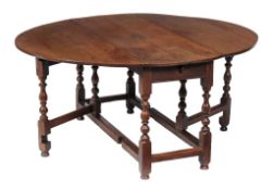 A William & Mary oak gateleg dining table, circa 1690  A William  &  Mary oak gateleg dining table,