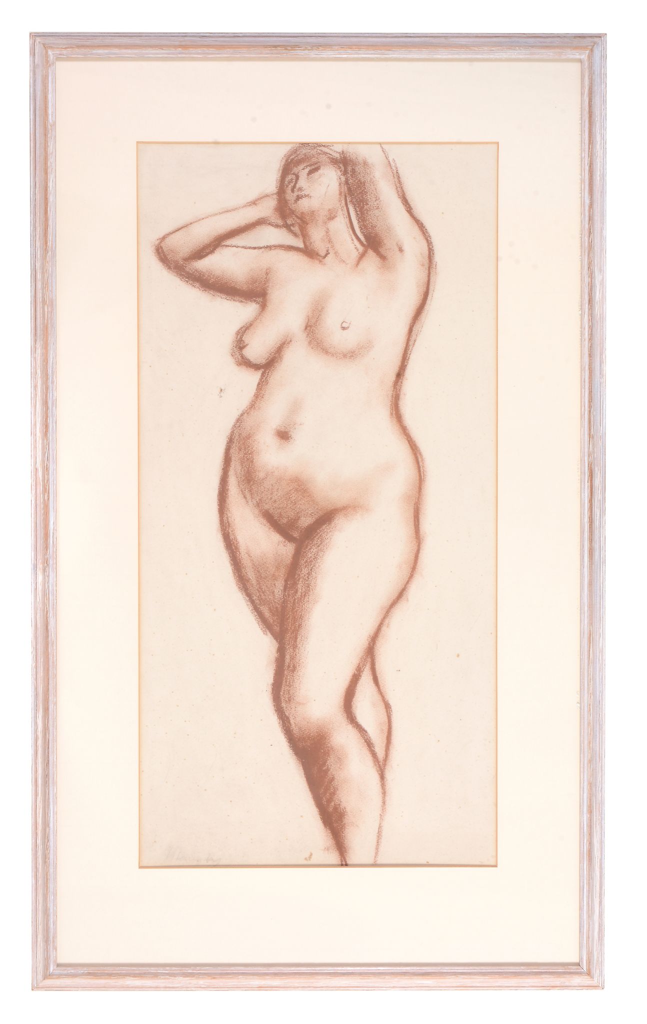 Bernard Meninsky (1891-1950) - A standing nude Red chalk on laid paper Signed in pencil lower left - Image 2 of 3