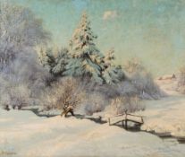 Paul Weimann (1867-1945) - Winter landscape Oil on canvas Signed lower left 70 x 84 cm. (27 1/2 x 33